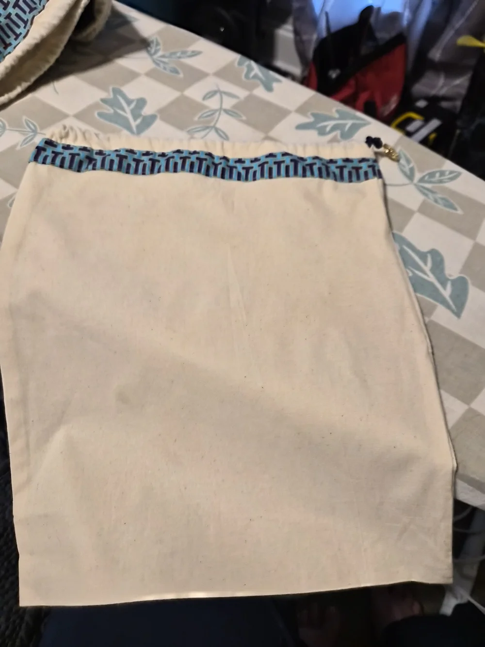 Tory Burch 15x12 Canvas Dust Bag with Teal & Navy Logo Trim
